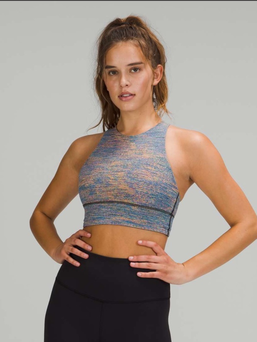 #884 Lululemon Energy Bra High Neck Longline Spectral Fusion Size 6 EUC